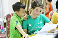 Angela working in Vietnam